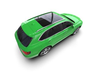 Beyaz arkaplandaki bir arabanın 3 boyutlu görüntüsü.