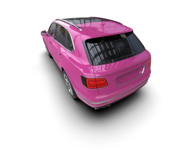 Siyah yüzeyi olan pembe modern bir araba.