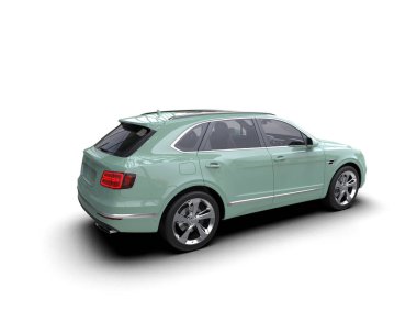 beyaz arka planda modern yeşil araba.