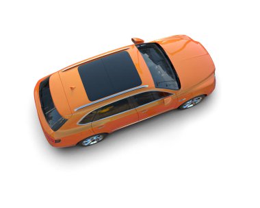 turuncu araba. 3D görüntüleme. 3d oluşturma