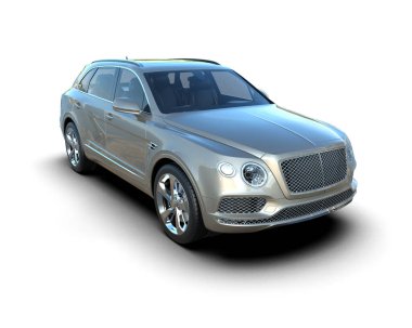 Beyaz arka planda izole edilmiş lüks araba 3 boyutlu görüntüleme