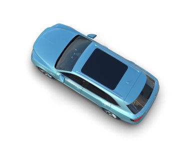 Beyaz arkaplanda mavi araba