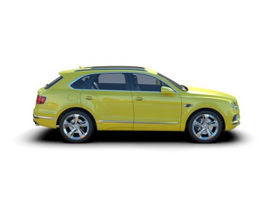 Sarı lüks sedan. 3d illüstrasyon.