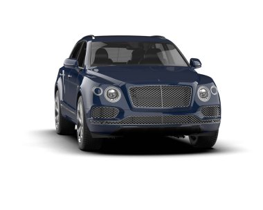 Beyaz arka planda gölgesi olan modern lüks bir araba.