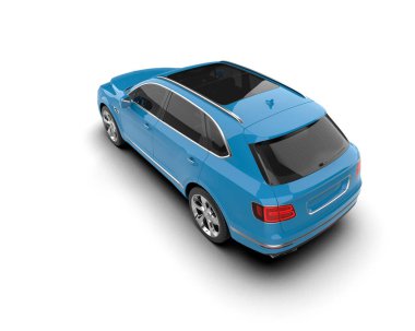 mavi spor araba - 3D illüstrasyon