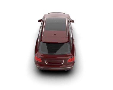 modern araba beyaz arka planda bir camla izole edilmiş.