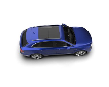 Siyah çatılı mavi araba. Yan görünüş. 3d illüstrasyon