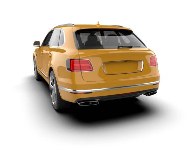 Beyaz arka planda sarı lüks araba