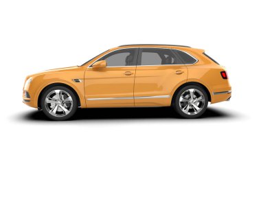 Modern şehir arabası beyaz arka planda izole edilmiş.