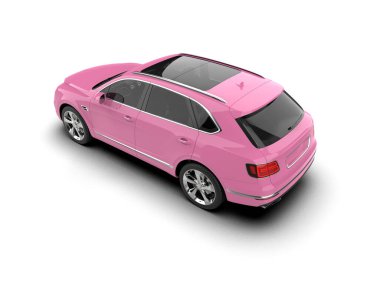 pembe modern araba arka planda izole edilmiş.