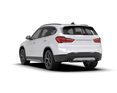 Stüdyo ortamında beyaz jenerik arka planda siyah arabanın 3 boyutlu canlandırması