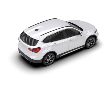 Beyaz spor araba izole edildi. 3d oluşturma