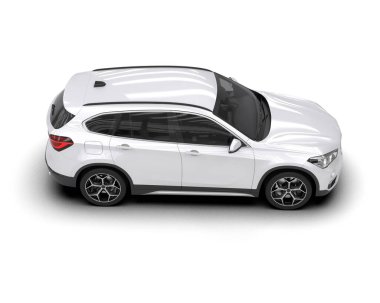 Gri arka planda izole edilmiş beyaz modern araba