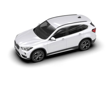 Beyaz arkaplanda elektrikli bir arabanın 3 boyutlu canlandırması