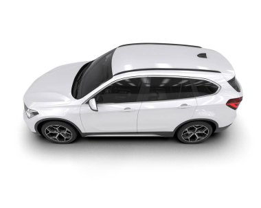 Beyaz arka planda bir araba. 3d illüstrasyon.