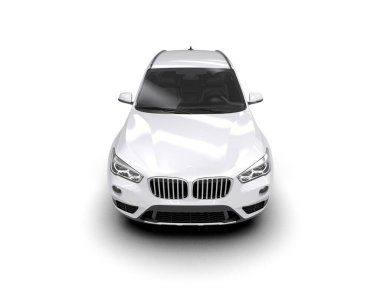 Gri arka planda beyaz araba, 3 boyutlu görüntüleme