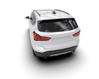 Beyaz arka planda izole edilmiş beyaz spor araba