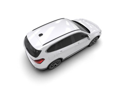 Modern şehir arabası kırpma yolu ile beyaz arka planda izole edildi. 3 Boyutlu Hazırlama