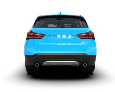 Mavi SUV arabası beyaz arkaplanda izole edildi