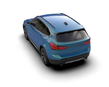 Mavi SUV arabası beyaz arkaplanda izole edildi