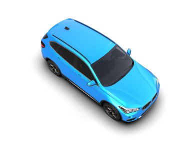 Mavi SUV arabası beyaz arkaplanda izole edildi