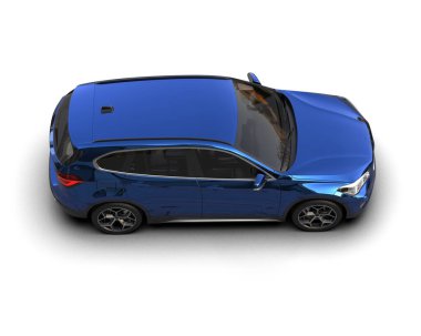 Mavi SUV arabası beyaz arkaplanda izole edildi