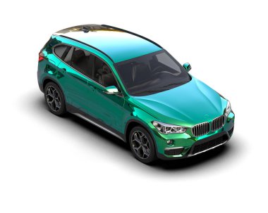 mavi modern araba beyaz arka planda izole edilmiş.