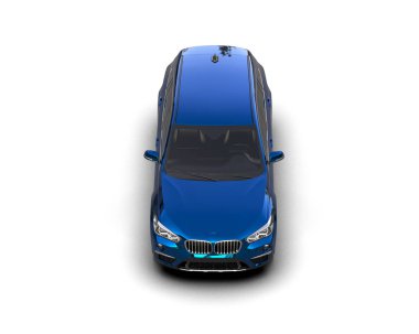 Mavi araba, beyaz arka planda izole edilmiş modern araba.