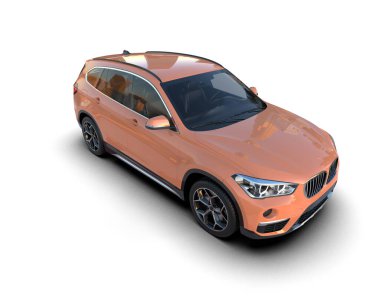 Modern araba beyazda izole edilmiş. 3D görüntüleme - illüstrasyon