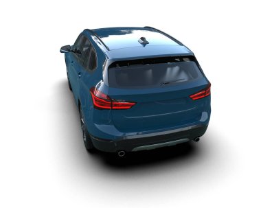 Modern araba arka planda izole edilmiş. 3D görüntüleme - illüstrasyon