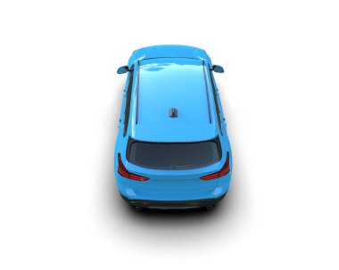mavi araba beyaz arkaplanda izole edildi