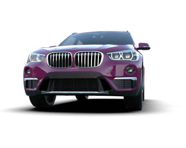 Modern araba arka planda izole edilmiş. 3D görüntüleme - illüstrasyon