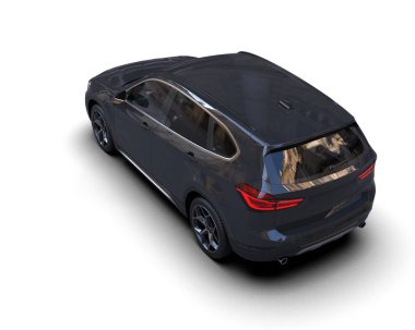 Beyaz arka planda siyah araba.