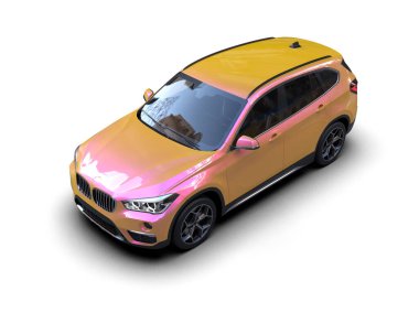 beyaz arka planda modern kompakt araba