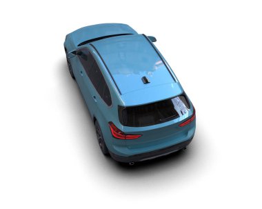 modern mavi araba gri arka planda izole edilmiş. 3d oluşturma.