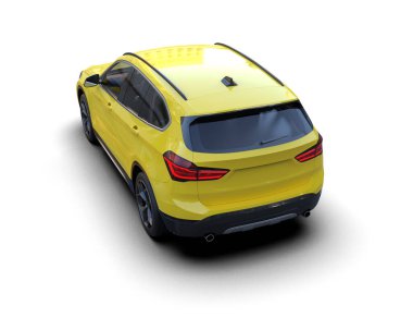 Beyaz arkaplandaki araba, 3 boyutlu görüntüleme