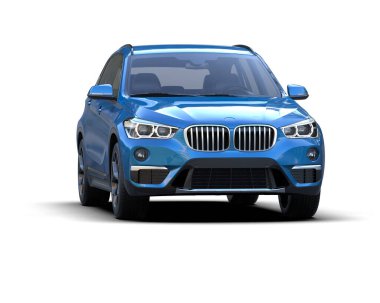 Arka planda modern bir araba. 3d illüstrasyon.