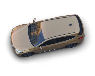 Beyaz arka planda modern şehir sedan arabası 3 boyutlu illüstrasyon