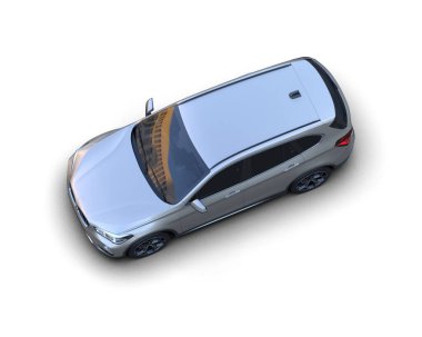 beyaz arkaplanda izole edilmiş bir araba