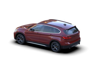 Beyaz arka planda bir araba. 3d görüntüleme - beyaz arkaplanda izole edilmiş