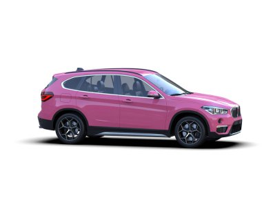 Beyaz arkaplanda pembe araba rengi