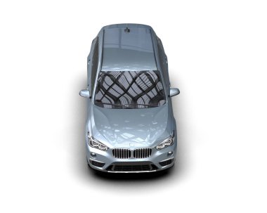 Boş yüzeyi olan modern bir araba. 3d oluşturma