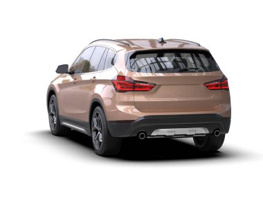 Beyaz arka planda daha az jenerik SUv 'a sahip bir arabanın 3 boyutlu görüntülenmesi