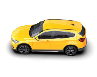 Sarı şehir arabası beyazda izole edilmiş