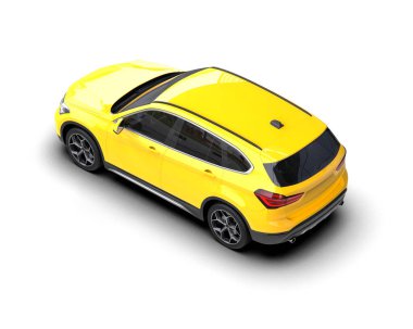 modern sarı şehir arabası - 3D görüntüleme