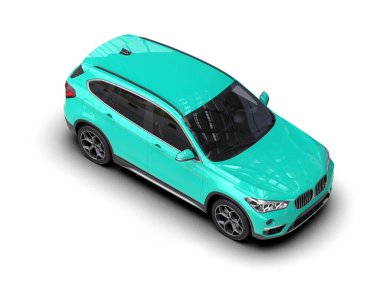 Beyaz arka planda modern şehir arabası. 3d oluşturma