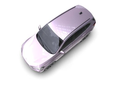 Gümüş renkli araba beyaz arka plan üzerinde izole.