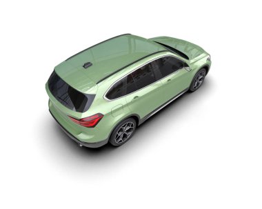 yeşil araba beyaz arka planda izole edildi. 3 boyutlu görüntüleme - illüstrasyon