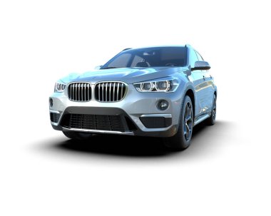 Beyaz arka planda izole edilmiş modern lüks araba. 3d oluşturma