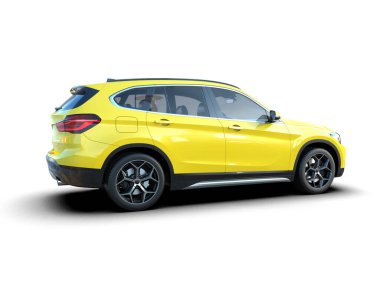 Gri arka planda modern kompakt araba